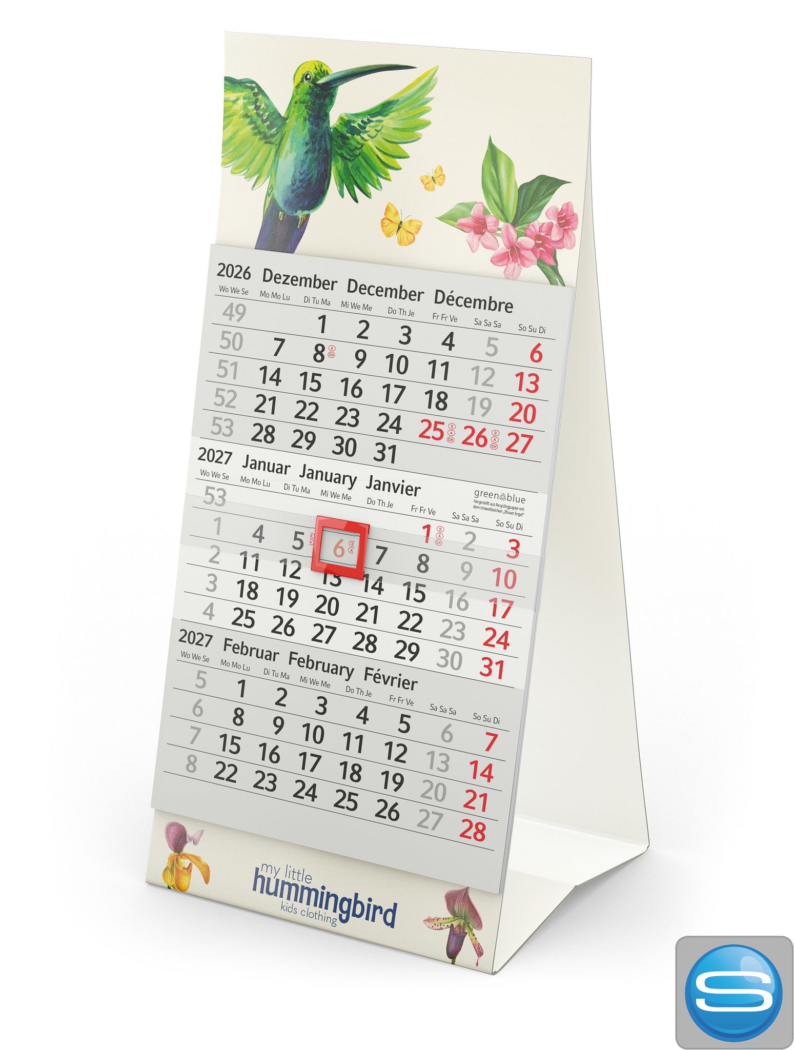 Tischkalender Mini 3 Recycling als nachhaltiger Werbeartikel
