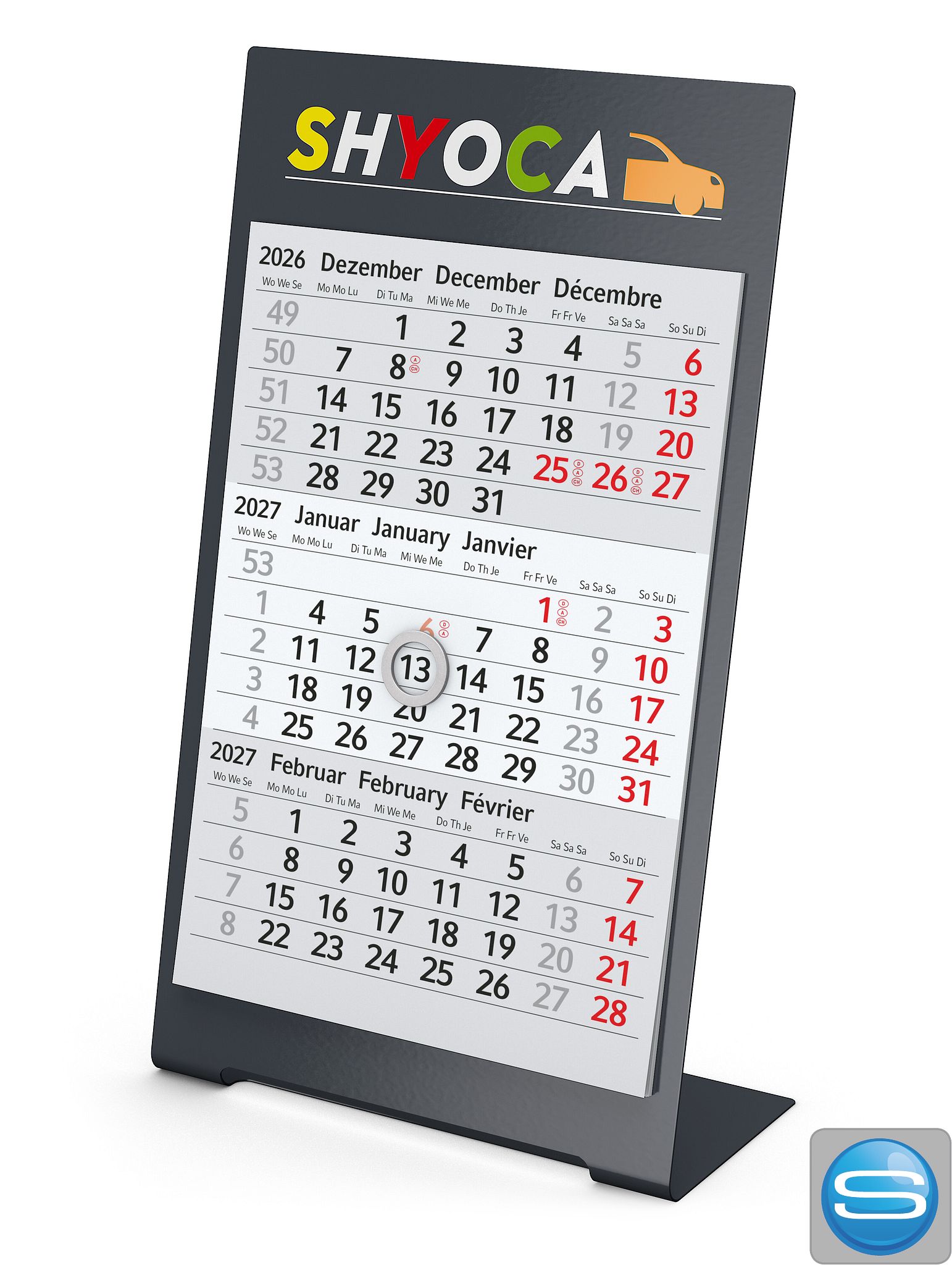 Tischkalender Desktop 3 Color für Markenlogo