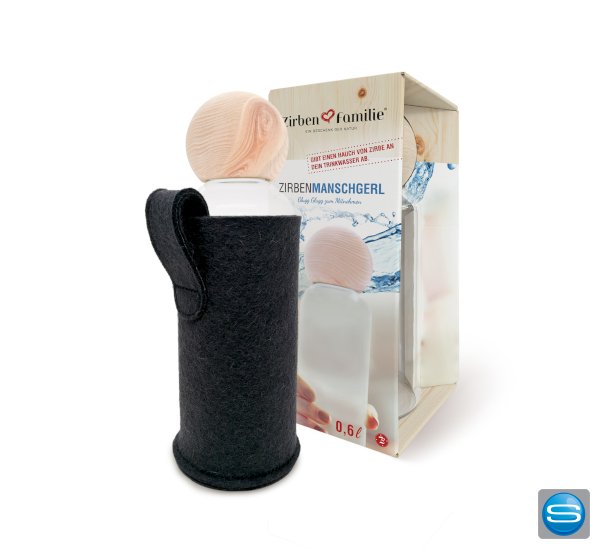 Trinkflasche mit Zirbenkugel als einzigartiges Werbegeschenk