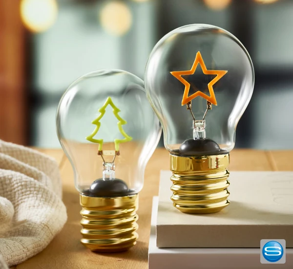 LED-Glühbirne mit Weihnachtsmotiv als Werbeartikel