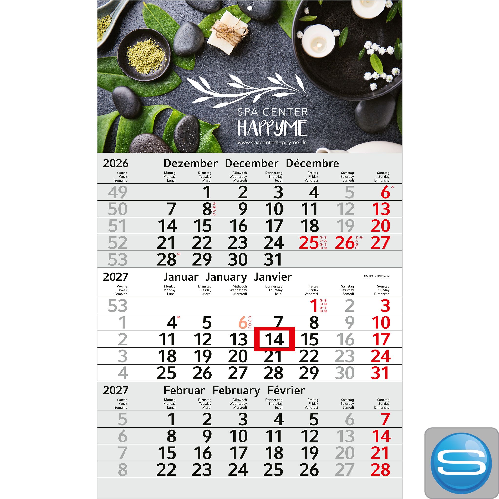 3-Monatskalender Budget 3 als Werbegeschenk mit Logodruck