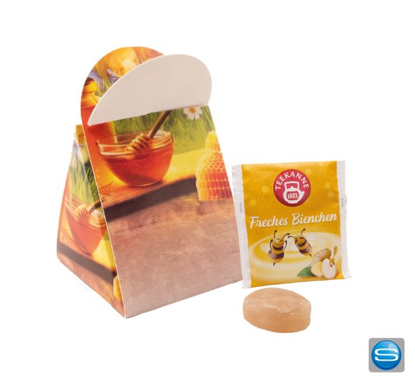 Honigbonbon und Früchtetee mit individuellem Päckchen Honigbonbon und Früchtetee mit individuellem Päckchen