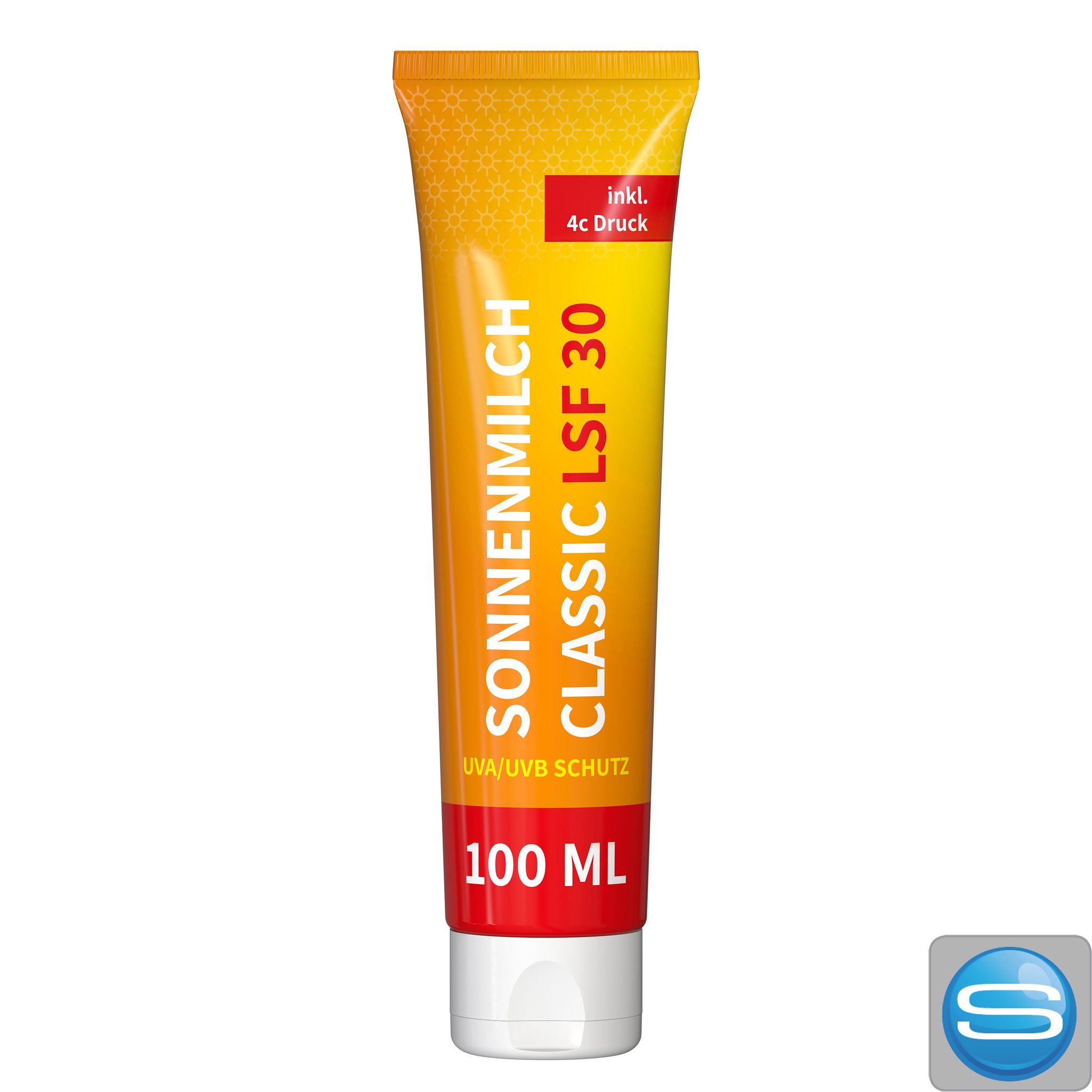 Sonnenmilch LSF 30 Tube bedruckt mit Logo – FullbodyPrint Werbeartikel