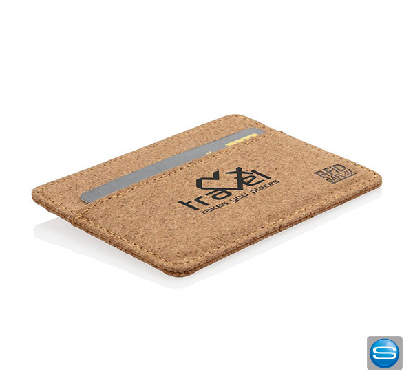 RFID Slim-Wallet aus Kork mit Logo bedruckt als Werbegeschenk