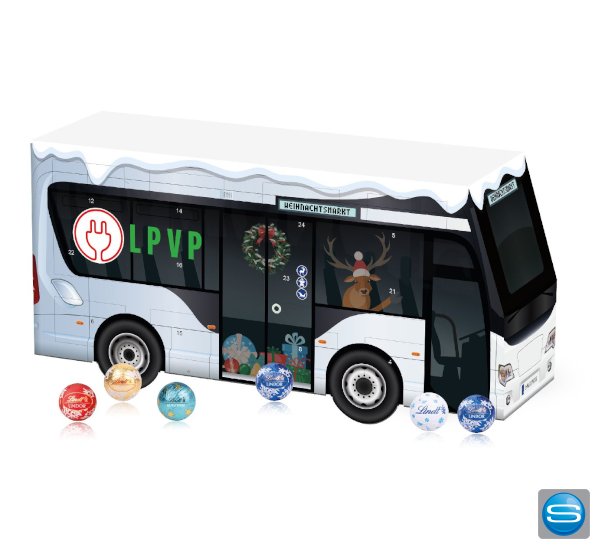 Adventskalender Transporter oder Bus Organic als Werbeartikel