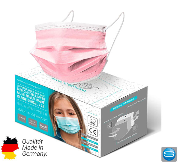 Einweg Mundschutz  farbig für Kinder - Made in Germany
