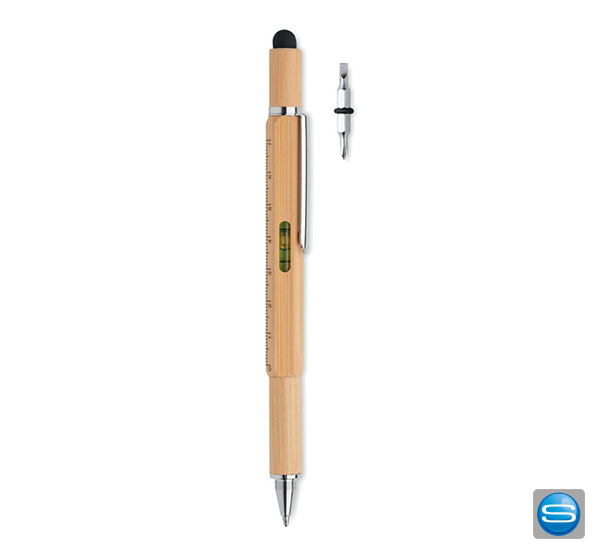 Multifunktionaler Stift aus Bambus mit Ihrem Logo