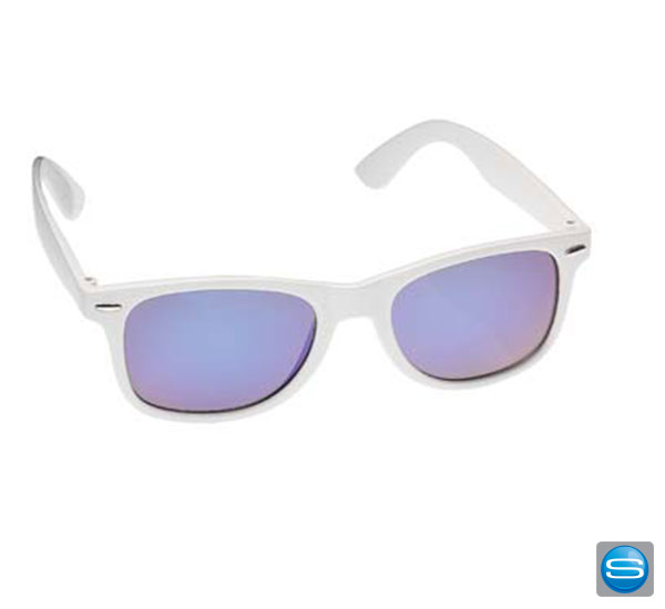 Sonnenbrille mit blau verspiegelten Gläsern als Werbegeschenk