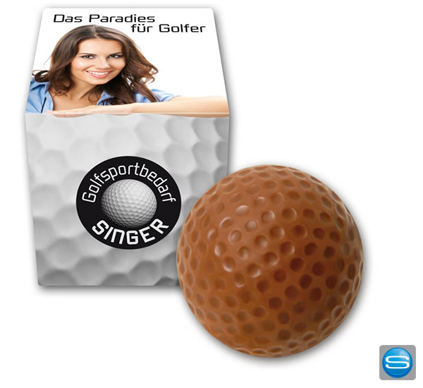 Schoko Golfball in bedruckter Kartonage