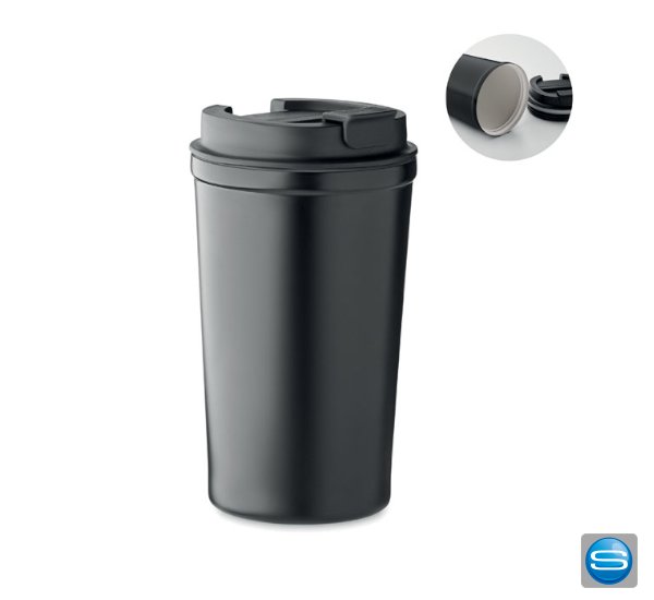 Doppelwandiger Trinkbecher aus recyceltem Edelstahl mit Logogravur