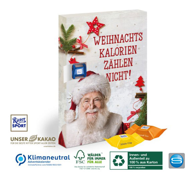 Ritter Sport Würfel Werbe-Adventskalender mit eigenem Logo