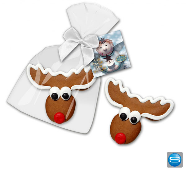 lebkuchenelch-mit-logo Lebkuchen Elchkopf mit bedrucktem Kärtchen