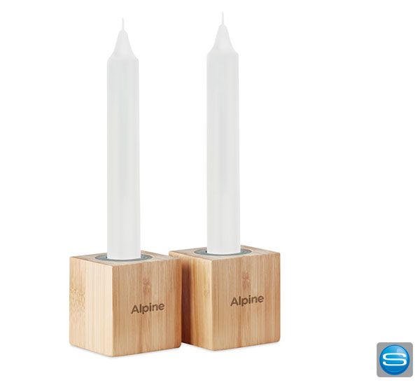 Kerzenhalter aus Bambus im Set mit Ihrem Logo