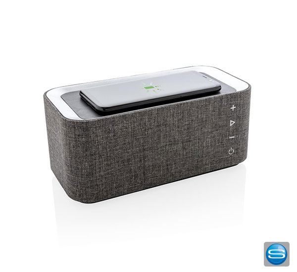 Lautsprecher Box mit Wireless Charger als Werbepäsent