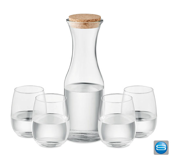 glas-set-karaffe Getränke Set aus recyceltem Glas mit Ihrem Firmenzeichen