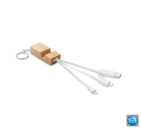 Schlüsselring mit Handyhalter und 2in1 Ladekabel als Werbegeschenk
