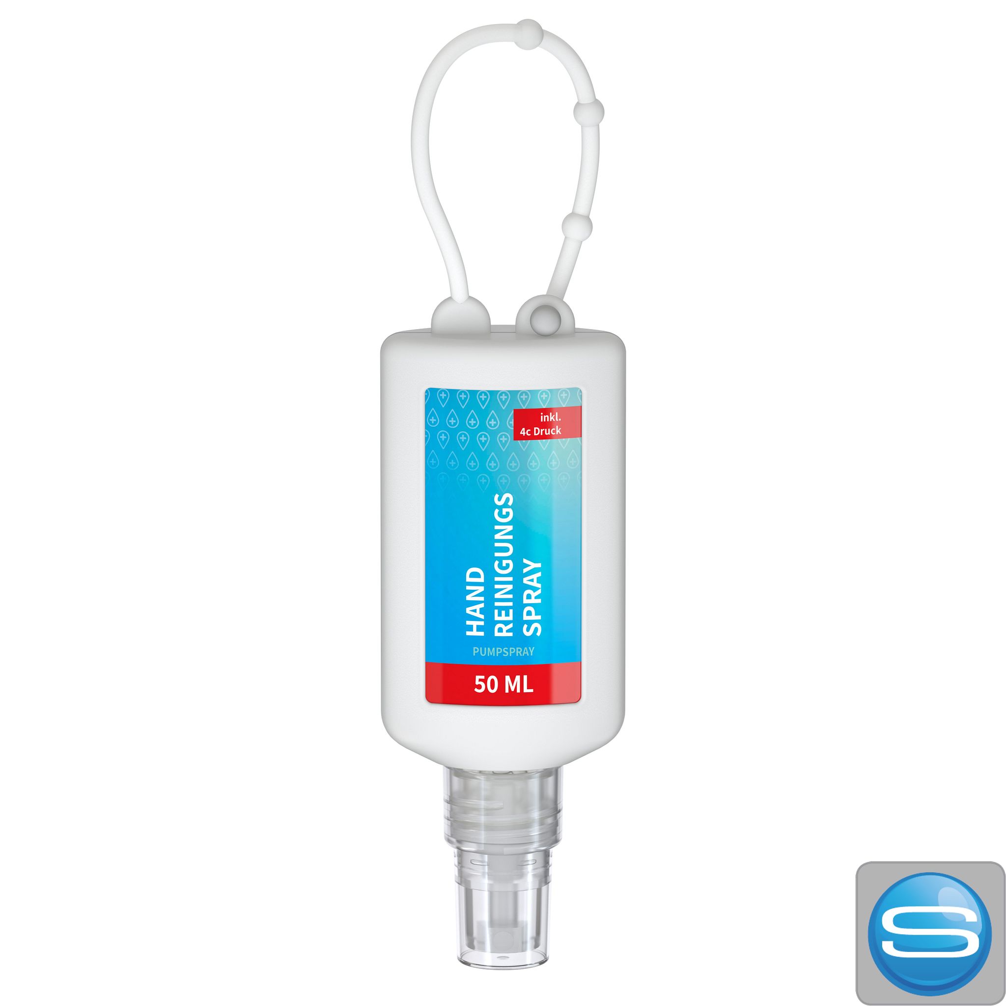 Handreinigungsspray Bumper 50 ml als Werbeartikel mit eigenem Body Label