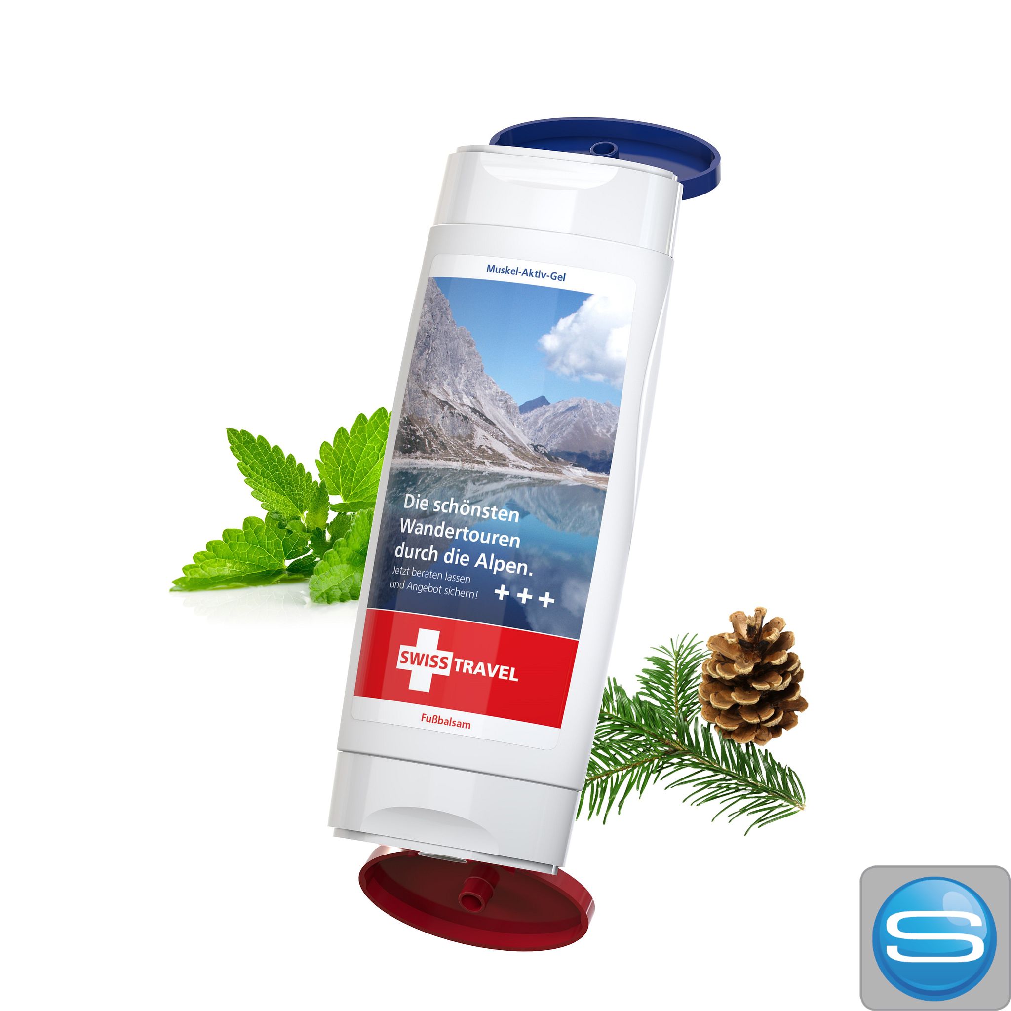 DuoPack Sportgel + Fußbalsam als Werbeartikel mit 4c-Etikett bedruckbar