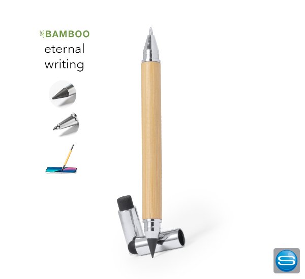 Ewiger Bleistift und Kugelschreiber aus Bambus mit Ihrem Logo bedrucken