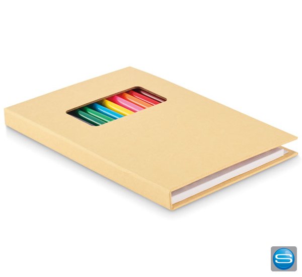 Malset mit Buntstiften und Papier als Werbegeschenk