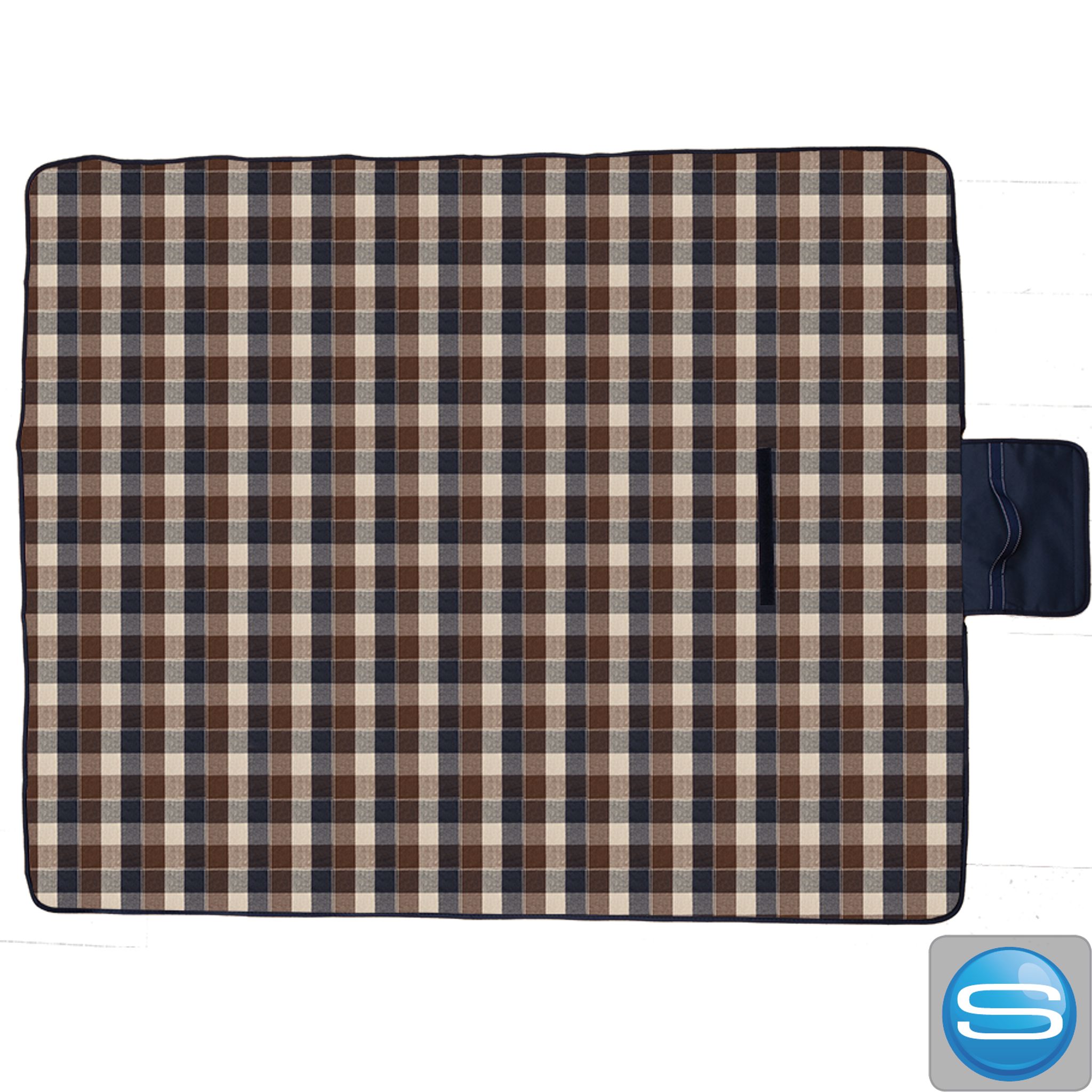 Faltbare Picknickdecke checkered mit Tragegurt und Überschlag, als Werbeartikel mit Ihrem Logo
