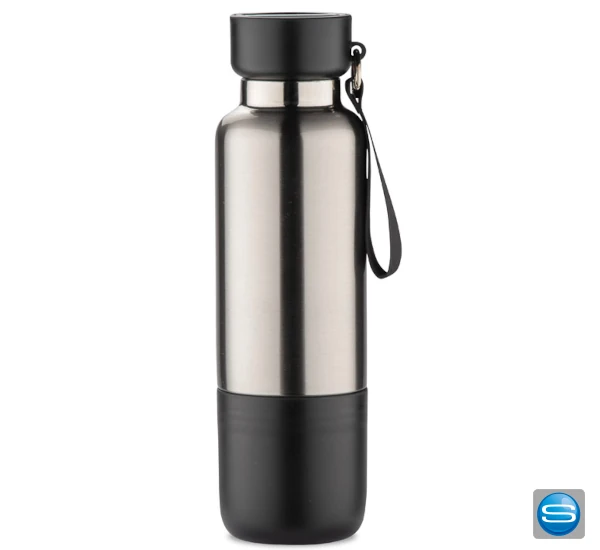 Thermoflasche mit Karabiner und Becher als Werbeartikel