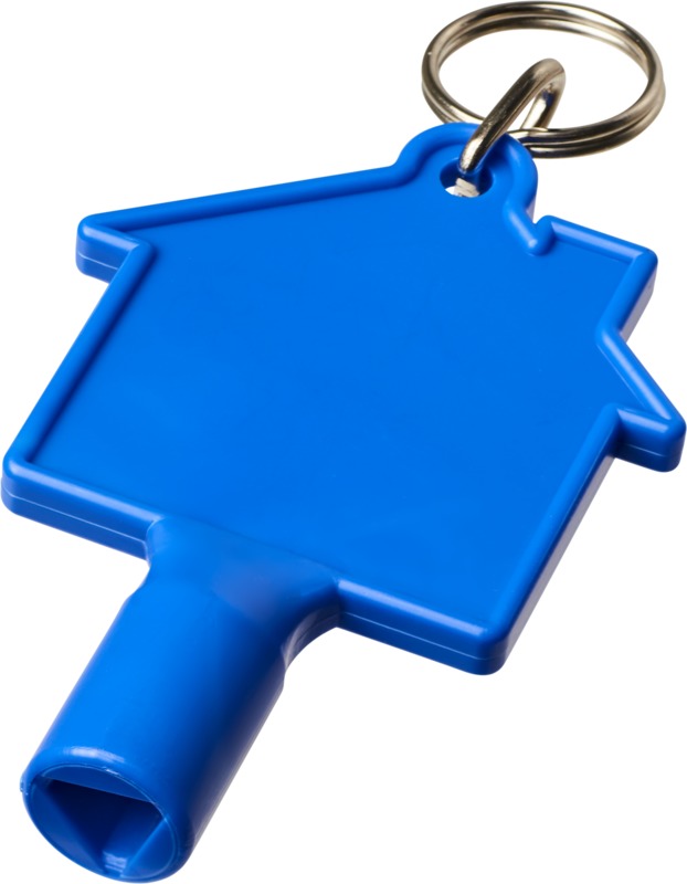 Universalschlüssel in Hausform mit Anhänger als Werbegeschenk