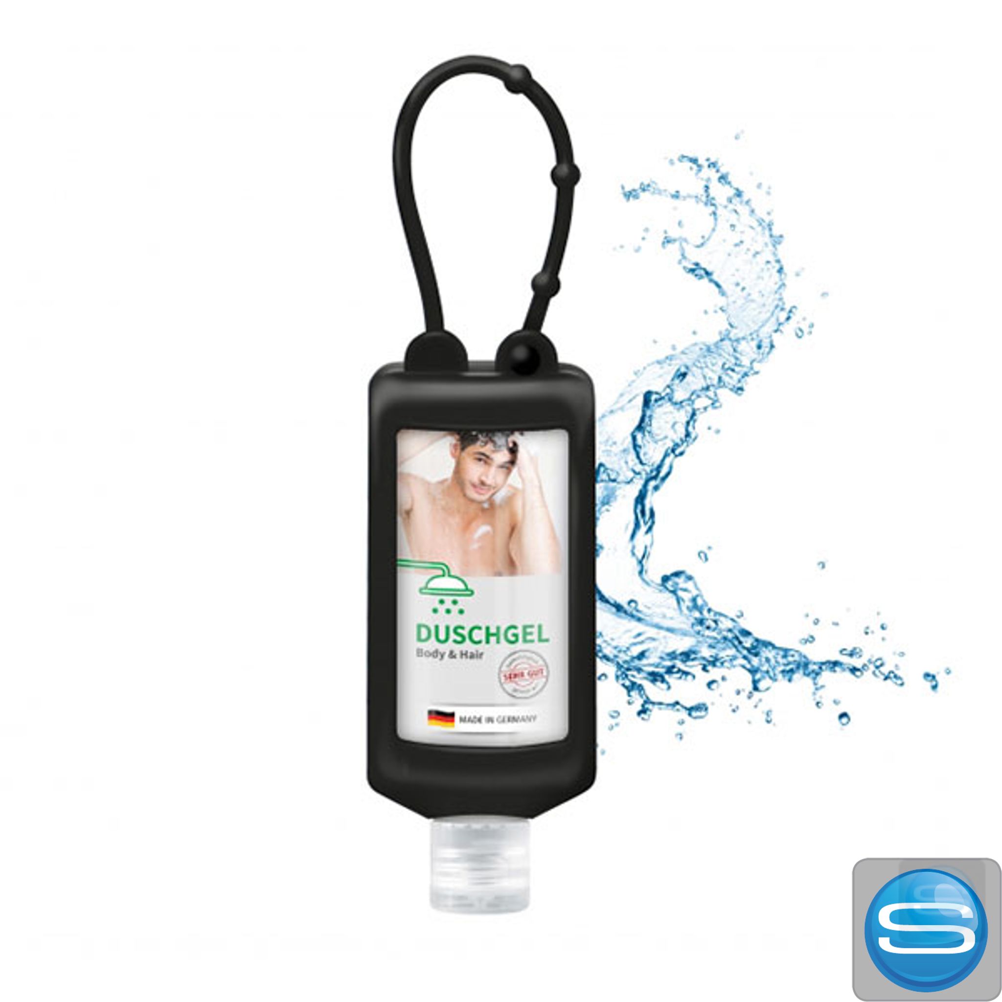Duschgel 50ml im Silikon-Bumper mit individuellem Etikett