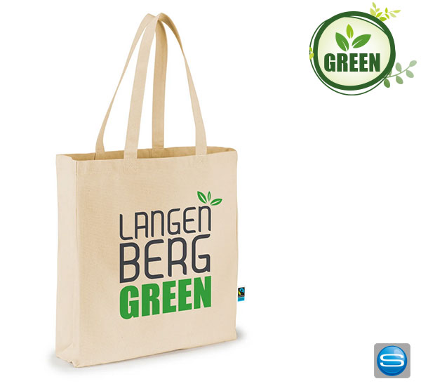 Einkaufstasche aus Fairtrade-Baumwolle als Give Away mit  Logodruck