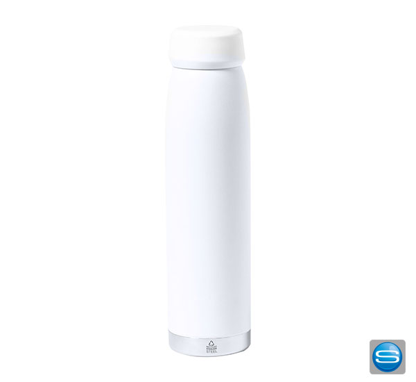 Doppelwandige Trinkflasche aus recyceltem Edelstahl als Werbemittel Doppelwandige Trinkflasche aus recyceltem Edelstahl als Werbemittel