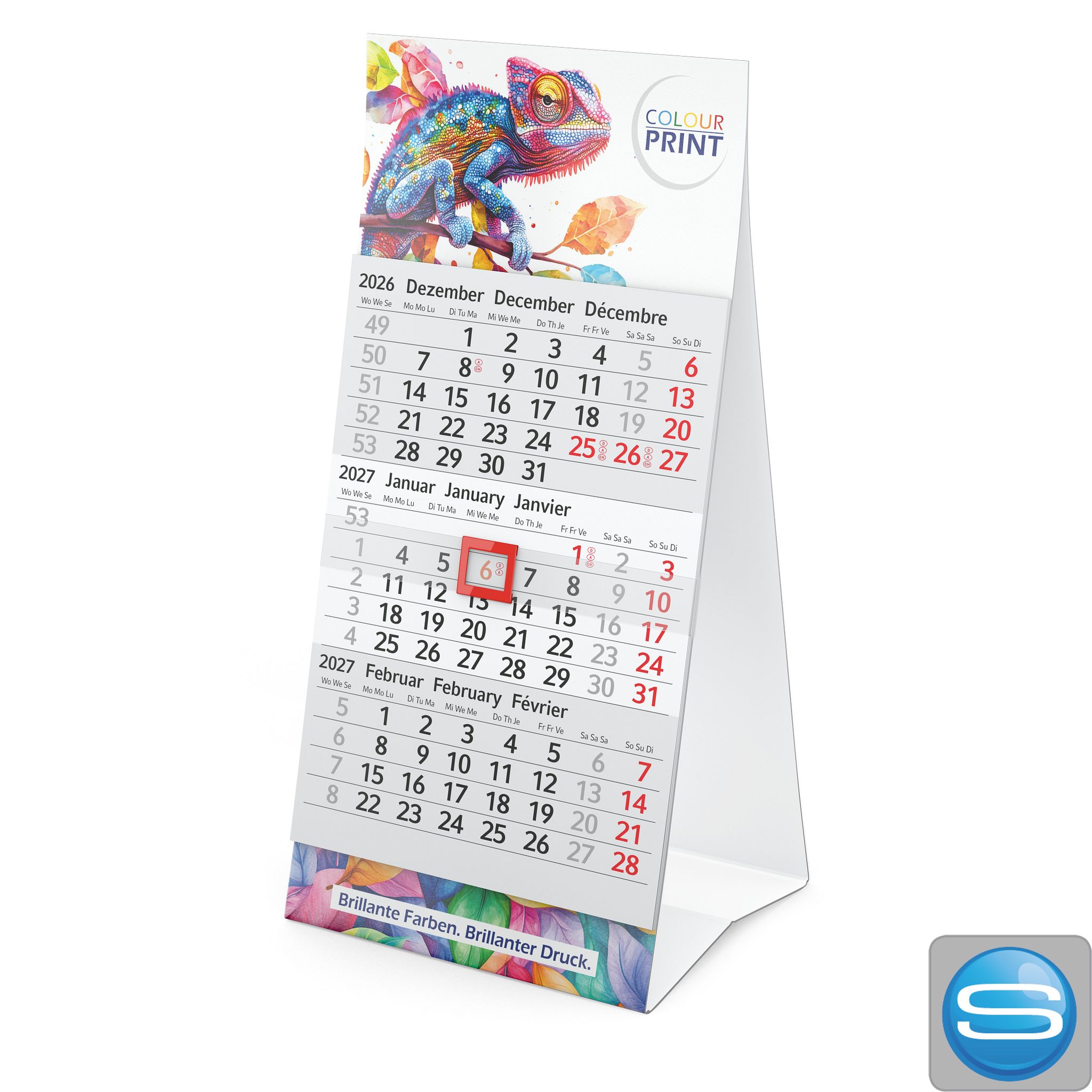 Tisch-Aufstellkalender Mini 3 mit eigenem Logo