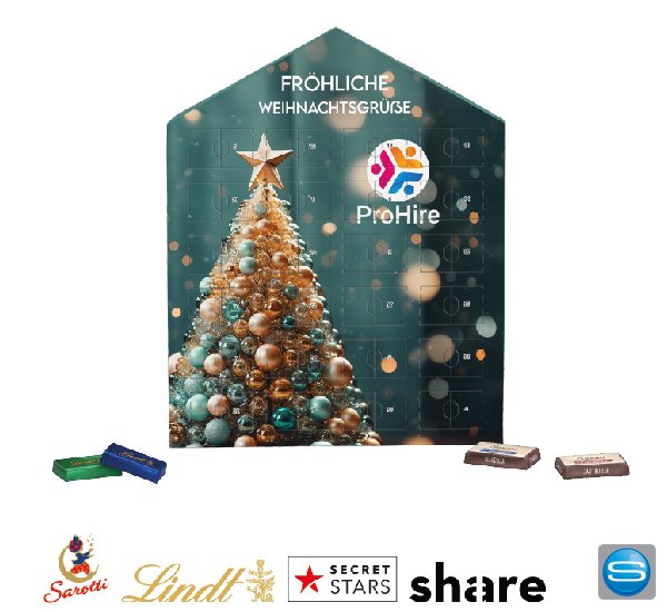 Täfelchen Adventskalender in Hausform als individueller Werbeartikel Täfelchen Adventskalender in Hausform als individueller Werbeartikel