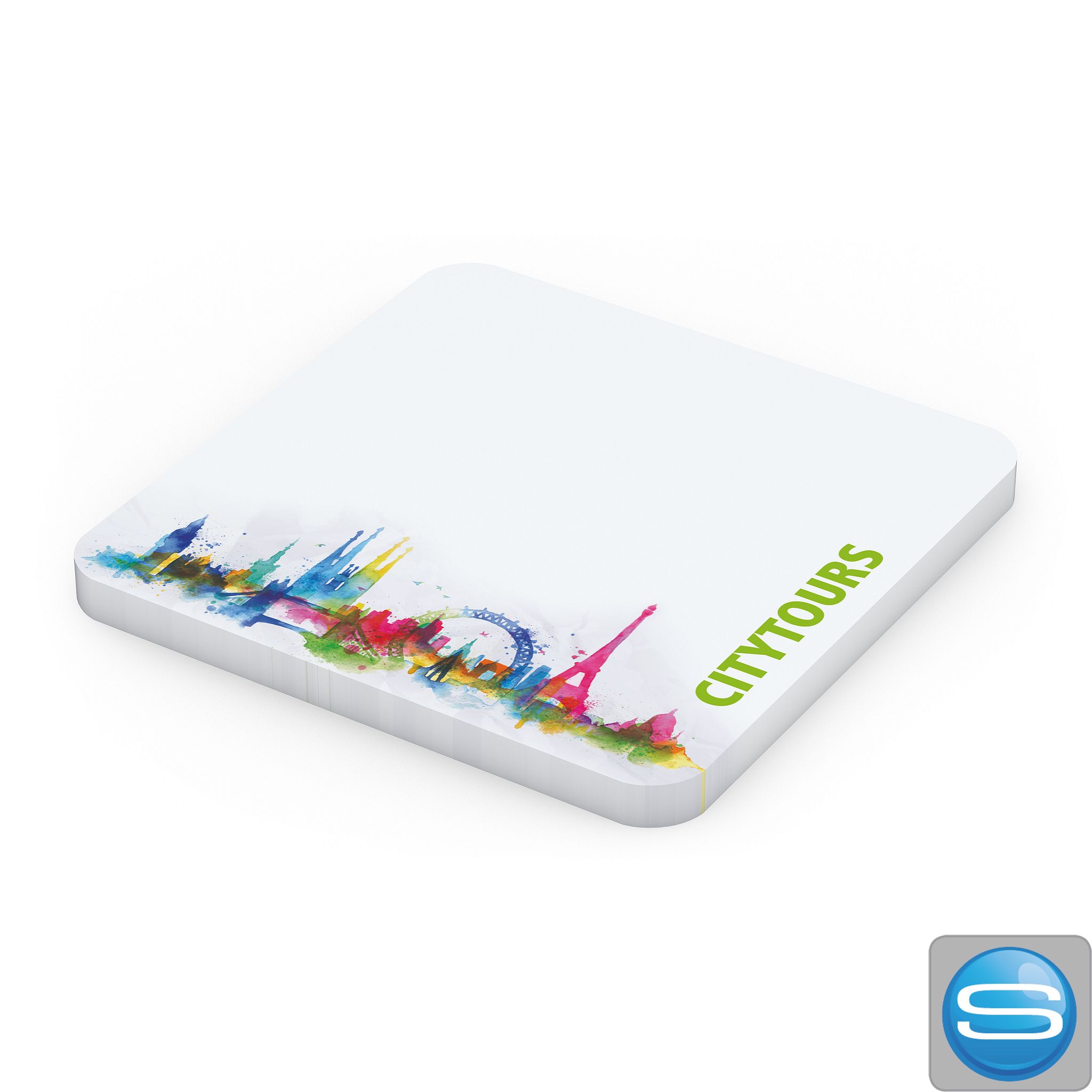 Haftnotizblock Plus Round mit individuellem Logodruck