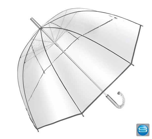 Glockenförmiger transparenter Regenschirm als Give Away
