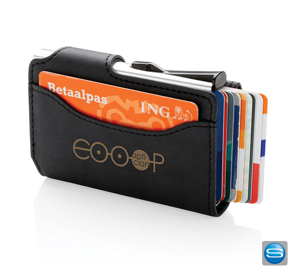 aluminium-rfid-kartenhalter-mit-pu-boerse-als-werbemittel-mit-logo RFID Kartenhalter aus Aluminium mit PU-Börse als Werbegeschenk mit Logo bedrucken
