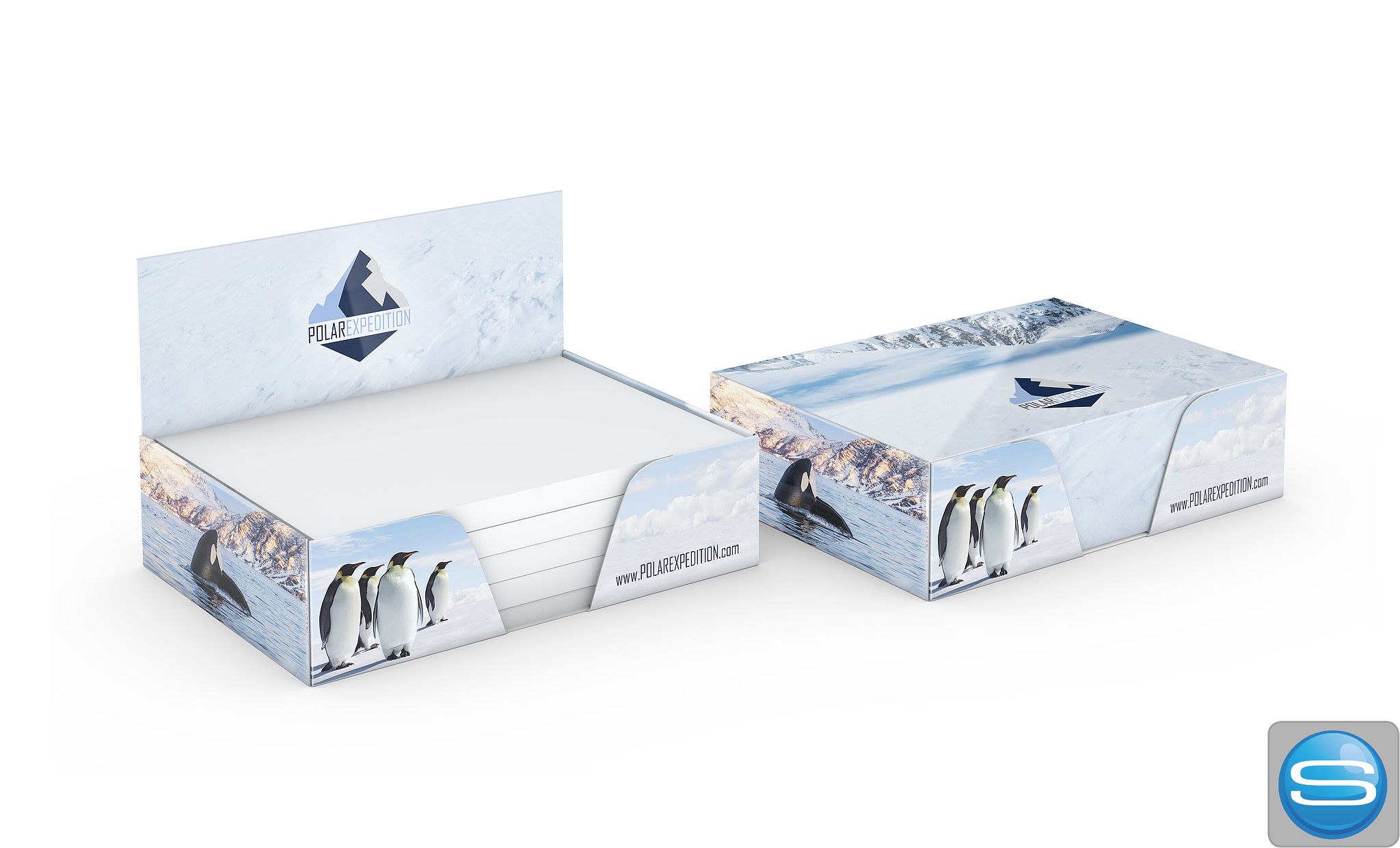 Haftnotiz-Box Pop-Up mit 4C-Druck als Werbeartikel