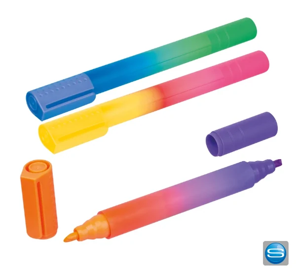 Zweifarbiger XXL Textmarker mit großer Werbefläche